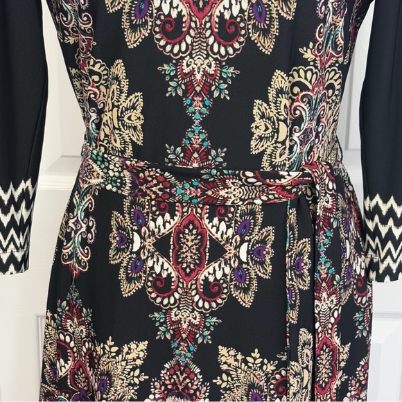 NWT DM Collection Black Multi Print Jeraldeen Jersey Shirt Dress 8 - Picture 9 of 16